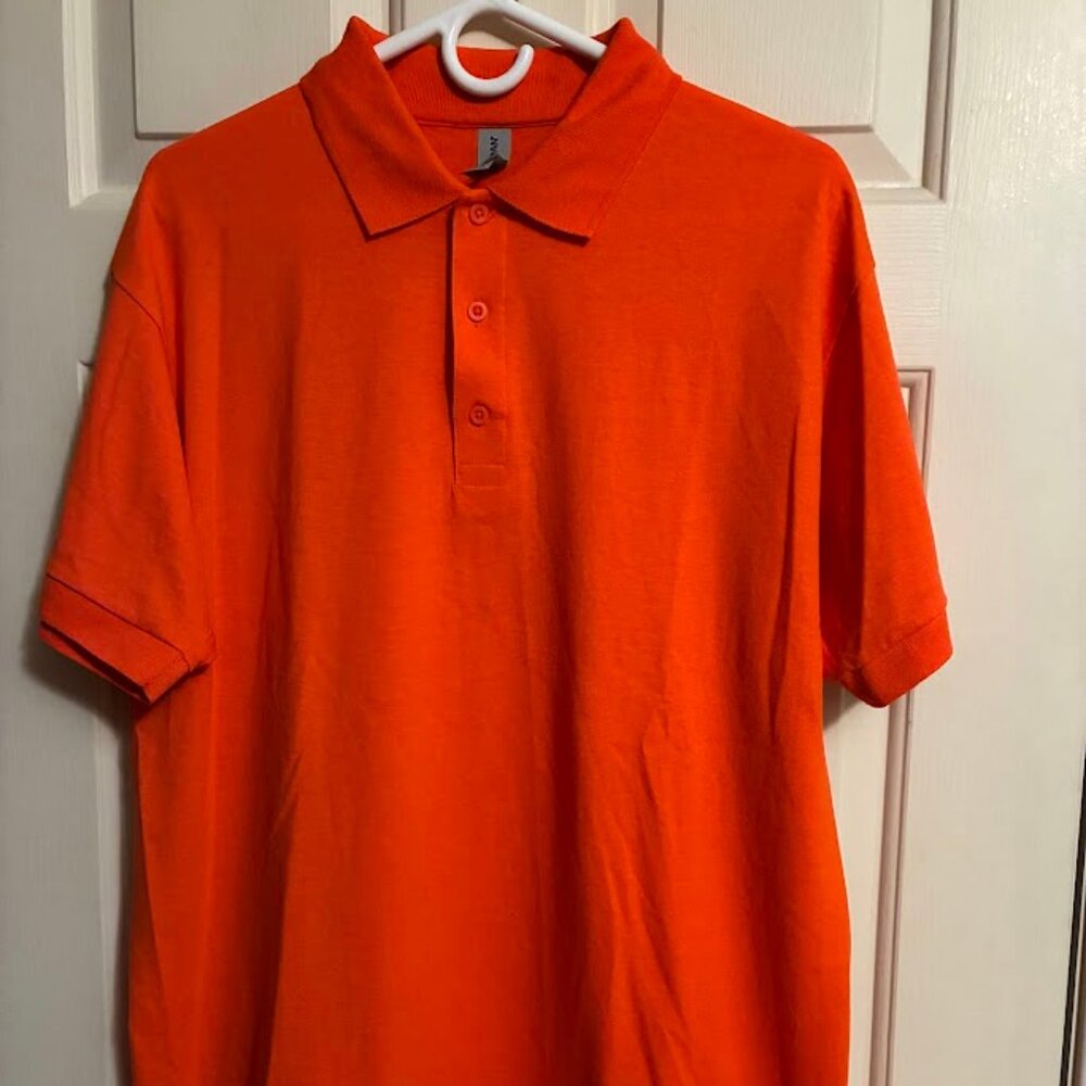 Gildan Dry Blend Orange Collared Polo Shirt Size L Men's
